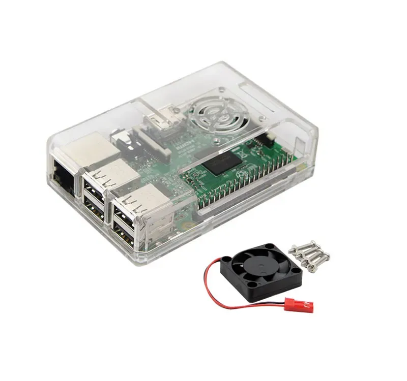 Raspberry Pi 5 Clear Plastic Case with Cooling Fan (Board Not Included)