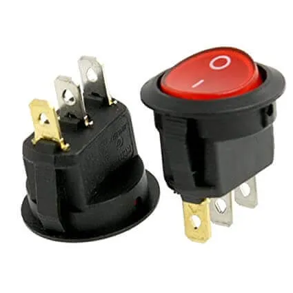 مفتاح روكر دائري مع LED أحمر بطرفين 6A 250VAC