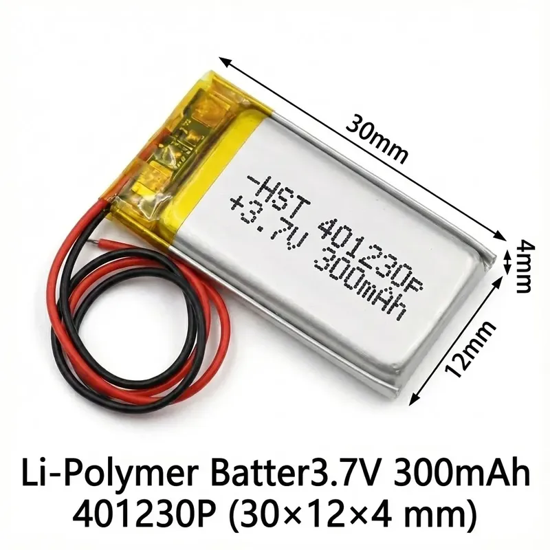Li-Polymer Battery 3.7V 300mAh 401230P (30×12×4 mm)