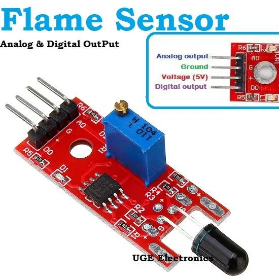 KY-026 Arduino Flame Sensor Module, 4-Pin, Analog and Digital Output