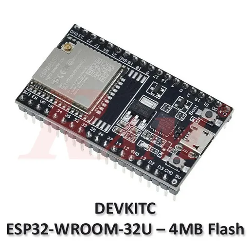 ESP32-DEVKITC Development Board with ESP32-WROOM-32U (4MB Flash)