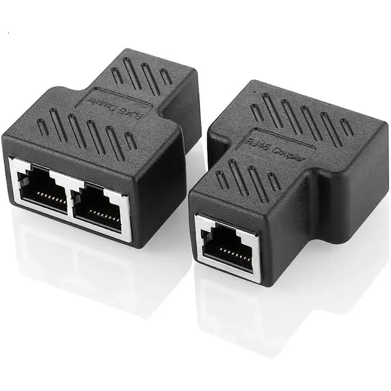 RJ45 Ethernet 1-to-2 Splitter Adapter Coupler