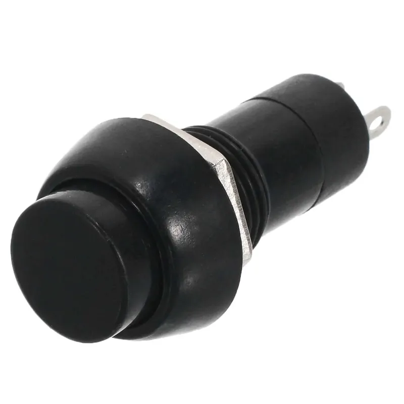 12mm Round Momentary Push Button Switch 2-Pin Black