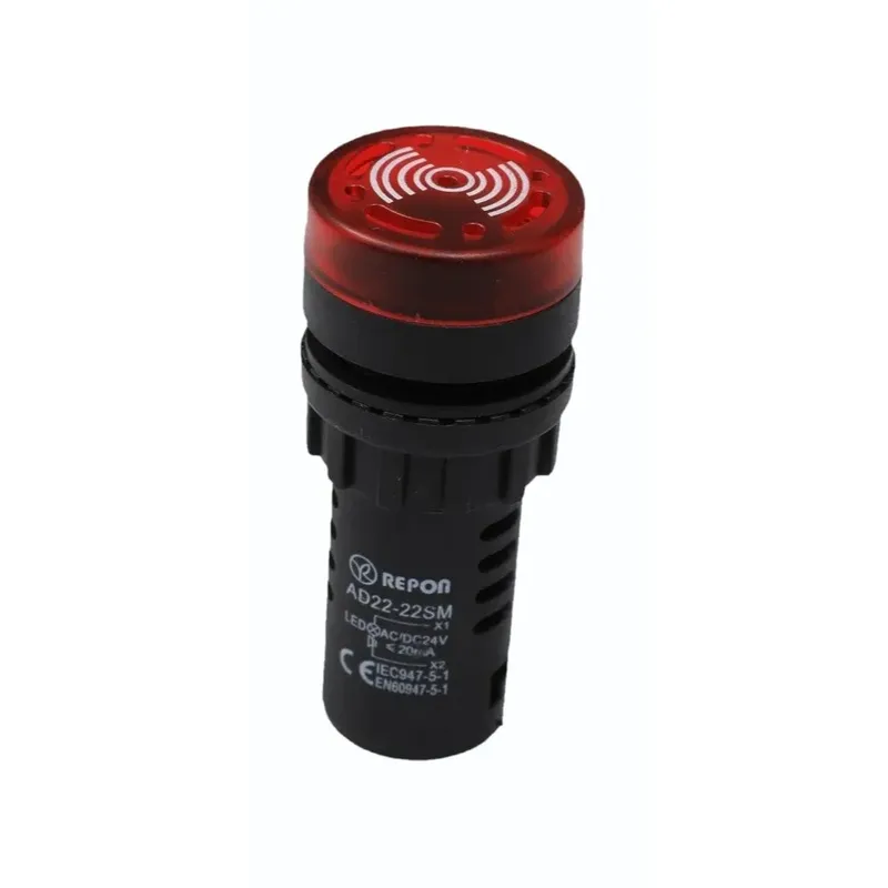 AD22-22SM Red Flash Buzzer with LED 24V AC/DC