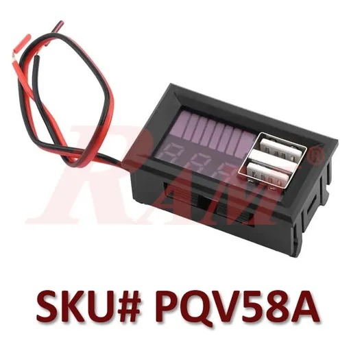 PQV58A Digital Voltage & Capacity Meter Panel, Dual USB 5V 2A