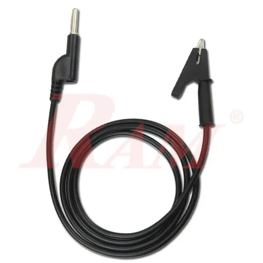 سلك اختبار بقابس موز 4 mm إلى مشبك تمساح 15A بطول 1 m أسود