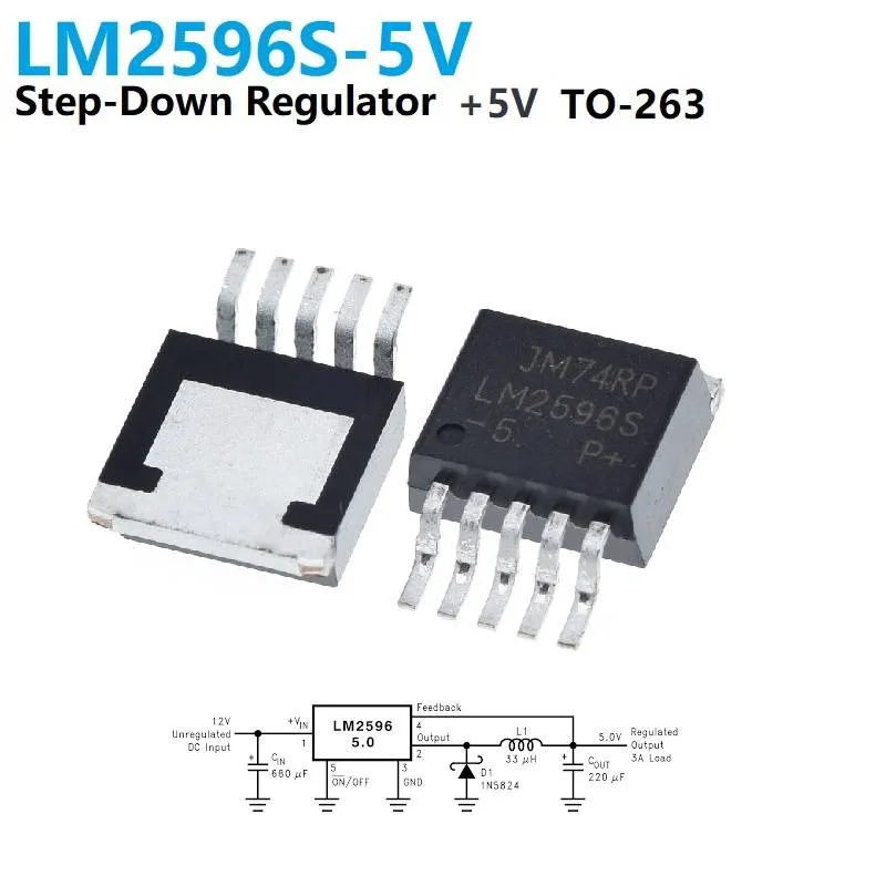 LM2596S-5V 3A 5V Fixed Step-Down DC-DC Regulator, TO-263 SMD
