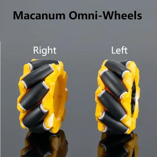 Mecanum Omni Wheel 60mm Right + Left Set for Yellow TT Motor (2 pcs)