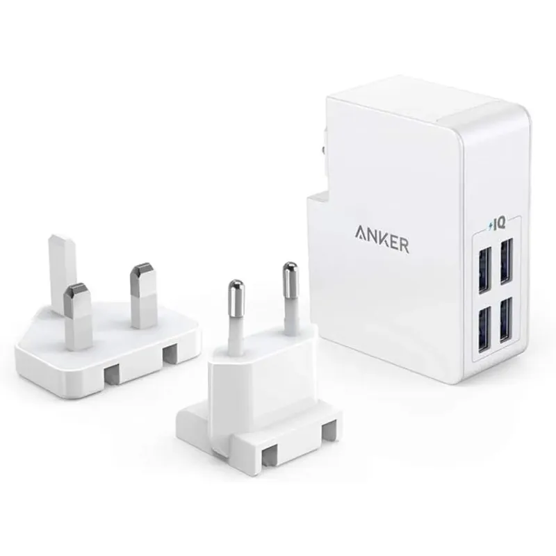 Anker A2042 Power Port Lite 4-Port USB Wall Charger 27W with UK & EU Plugs