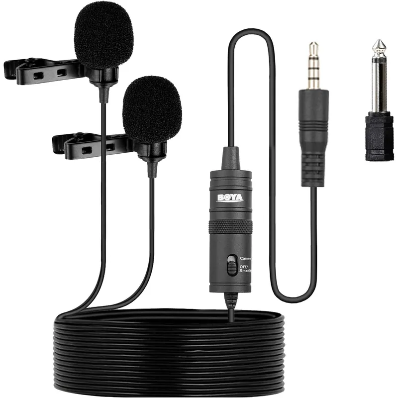 BOYA BY-M1DM Dual Omnidirectional Lavalier Microphone 4m
