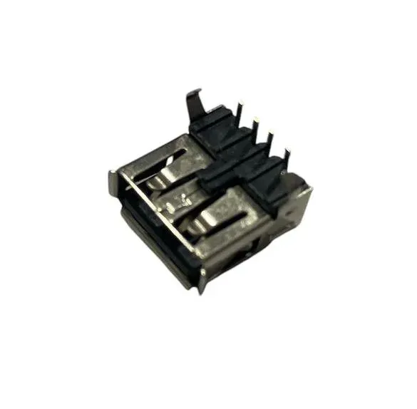 Female USB Type-A DIP Connector, 4-Pin, Black