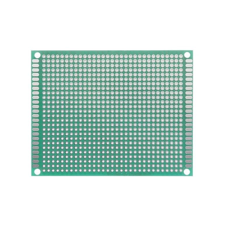 7x9 cm Single-Sided FR4 Prototype PCB, 2.54 mm Pitch, Green