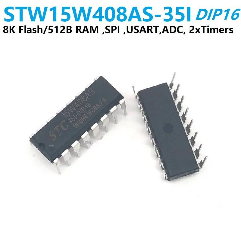 STC15W408AS-35I DIP-16 8051 Microcontroller 8KB Flash