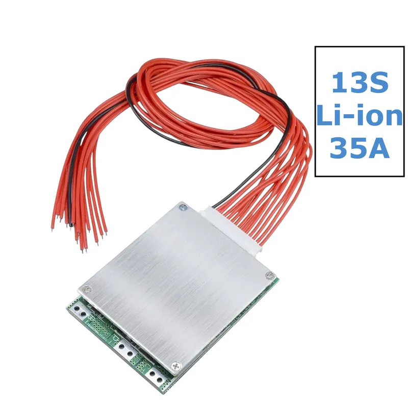 13S 35A 48V Li-ion BMS with Cell Balancing & Aluminum Heat Sink