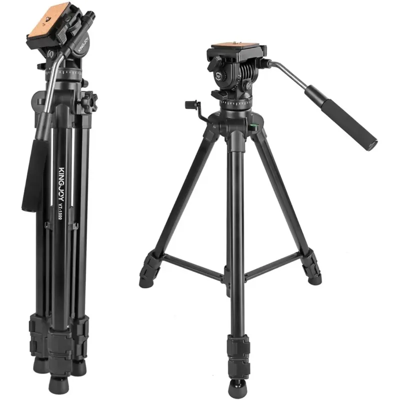 KINGJOY VT-1500 Adjustable Camera Tripod with Fluid Pan-Tilt Head