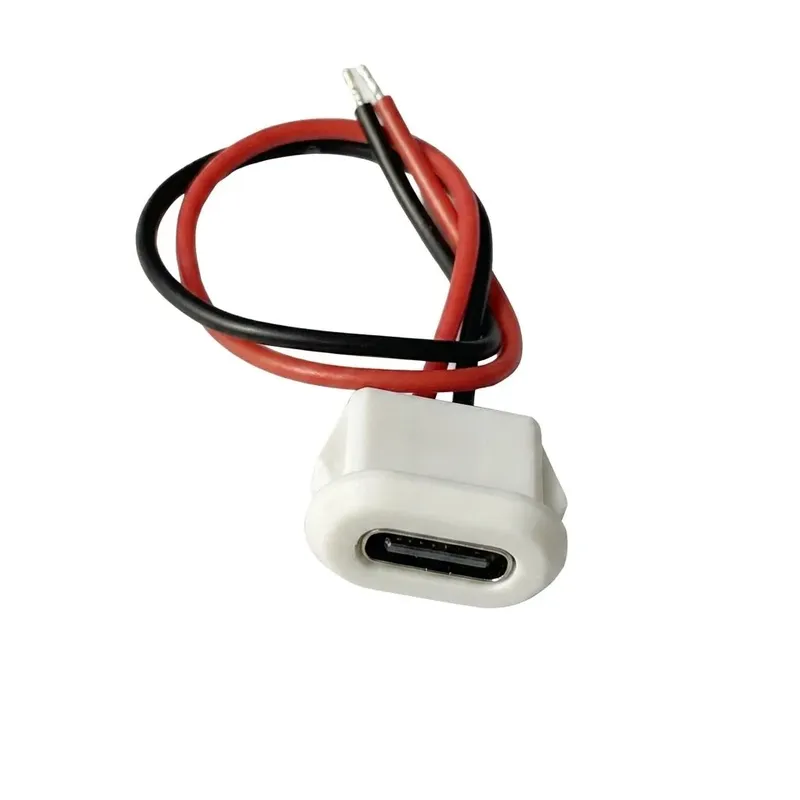 USB Type-C Female Waterproof Panel Socket, 2-Wire 10cm Cable