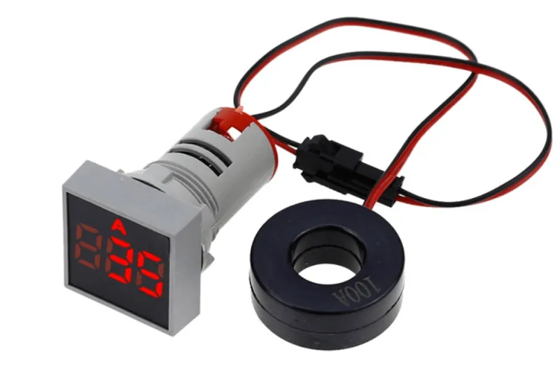 22mm AC Ammeter 0-100A Square Panel LED Digital Red
