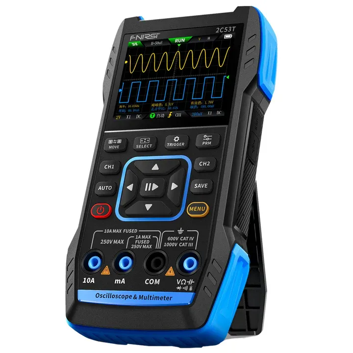 أوسيلوسكوب محمول FNIRSI 2C53T بسعة 50MHz و250MS/s ثلاثي الوظائف