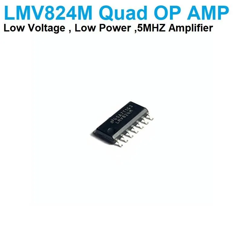 LMV824M مضخم عمليات رباعي منخفض الجهد والطاقة بتردد 5 ميجاهرتز، غلاف SOIC-14