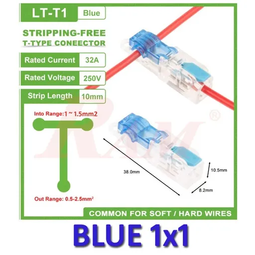 موصل تفرع WAGO T-Tap 1x1 أزرق 1-1.5 مم² LT-T1-BLUE