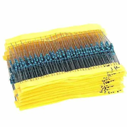 600 pcs Metal Film Resistor Assortment Kit 1/4W, 30 Values