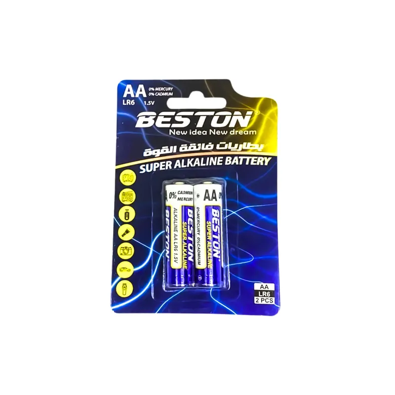 Beston AA LR6 1.5V Super Alkaline Battery 2-Pack (Carded)