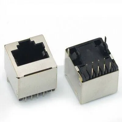 موصل إيثرنت RJ45 بـ 8 أطراف 8P8C للتثبيت على PCB مع درع معدني