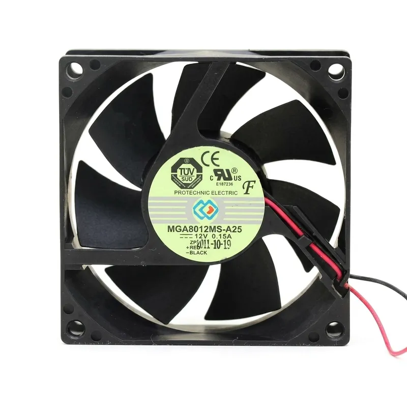 PROTECHNIC MGA8012MS-A25 12V DC Fan 80x80x25mm 2-Wire (Used Like New)