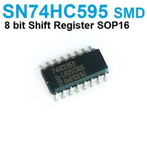 شريحة SN74HC595 مسجل إزاحة 8 بت بغلاف SMD من نوع SOP-16