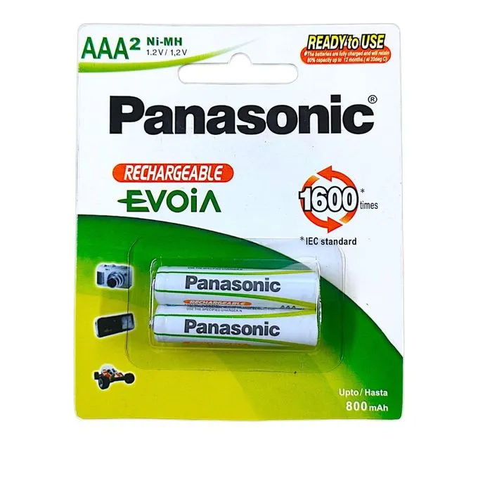 Panasonic 2 AAA Rechargeable NiMH Batteries 800mAh