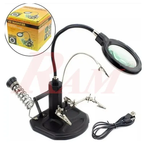 TE-802 Desk Lamp Magnifier 2.5x-4x with Third-Hand Soldering Base
