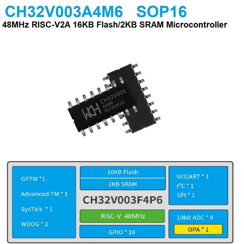 CH32V003A4M6 SOP-16 48MHz RISC-V Microcontroller