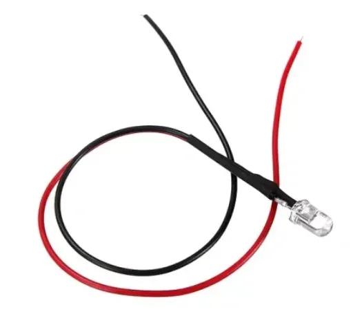 Yellow 5mm LED with Wire (585nm, 20mA Max)