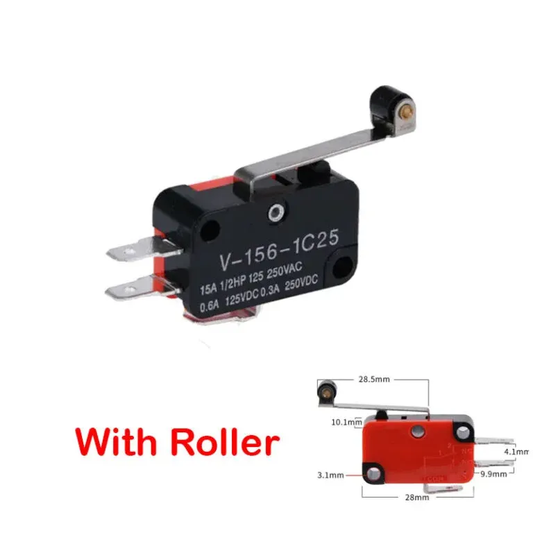 Micro Limit Switch V-156-1C25 3-Pin 15A with Roller Lever