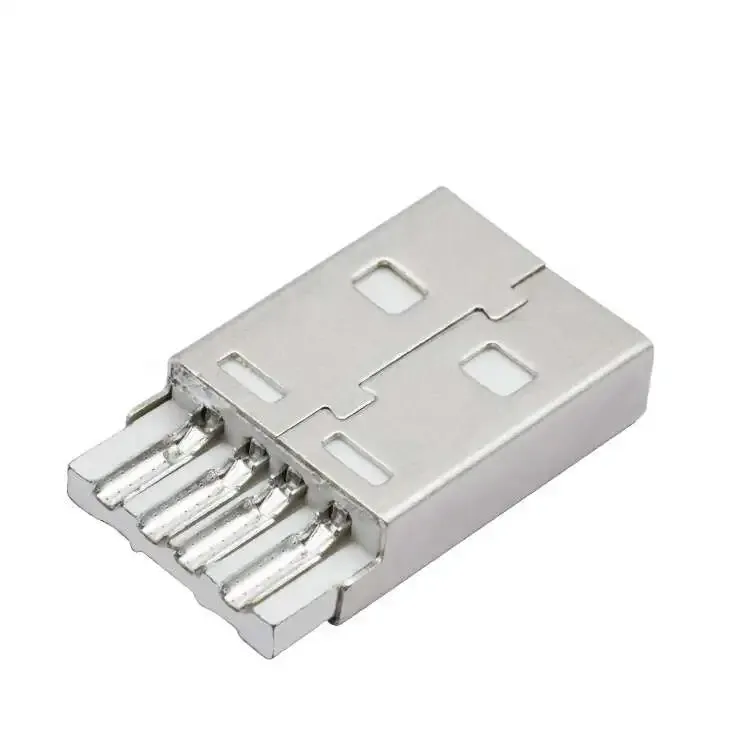 موصل USB Type-A ذكر على لوحة PCB بأطراف لحام للأسلاك