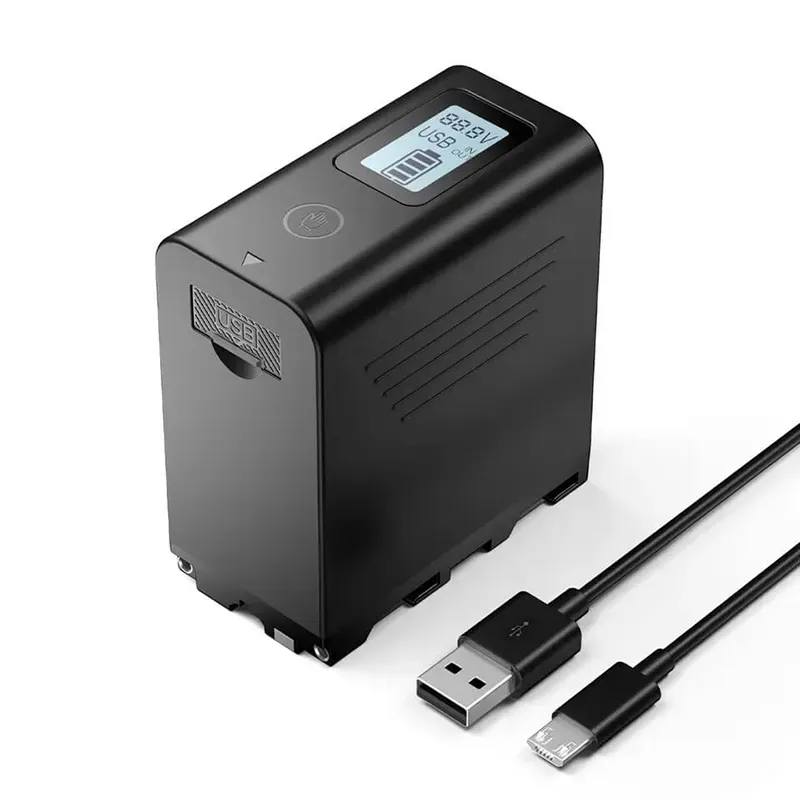 Beston F970 7.4V 6000mAh LCD Camera Battery, USB-C & Micro USB