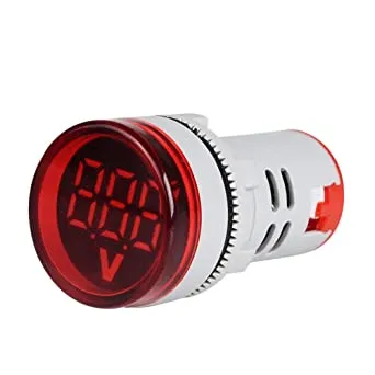 Indicator Round Panel AC Voltmeter 20-500VAC, 3-Digit, 22mm (Red)