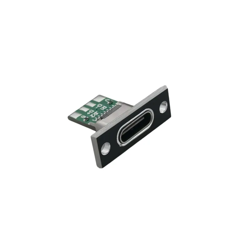 مقبس USB Type-C أنثى للتثبيت على اللوحات، 6 أطراف، بفتحات براغي (Black Board)