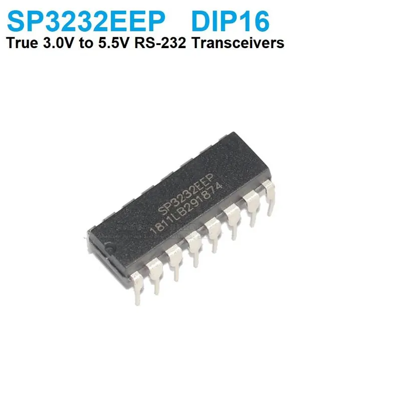 الدائرة SP3232EEP مرسل ومستقبل RS-232 بجهد 3 إلى 5.5 فولت وعلبة DIP-16