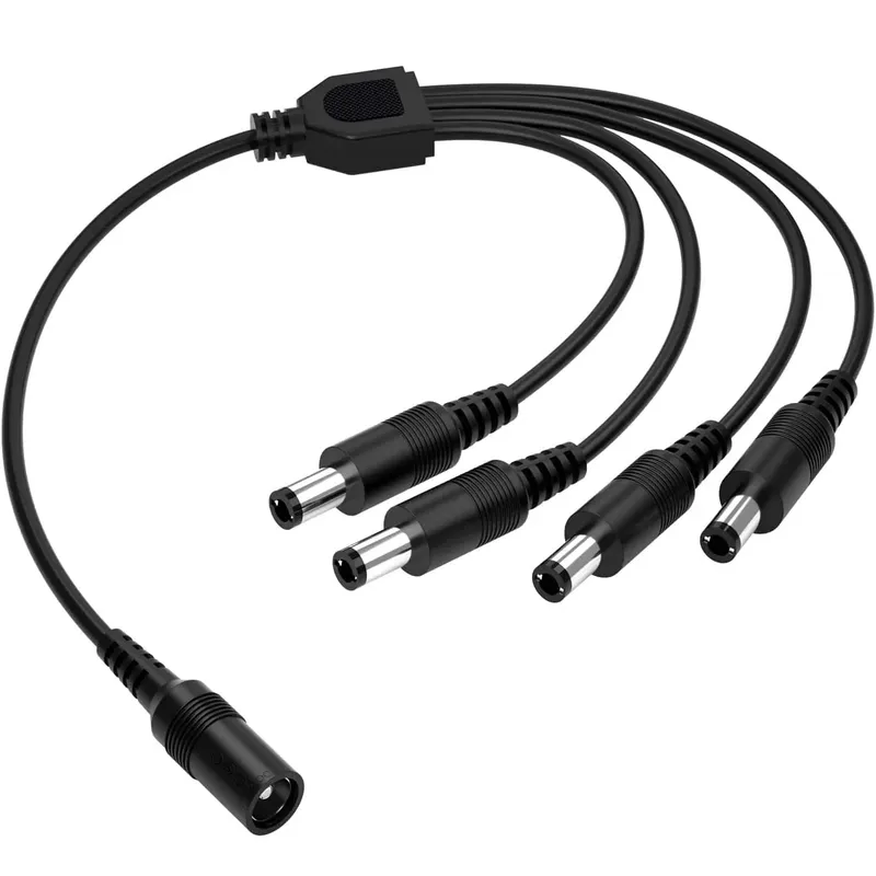 DC Splitter Cable 5.5×2.1mm: 1 Female Jack to 4 Male Plugs (CCTV)