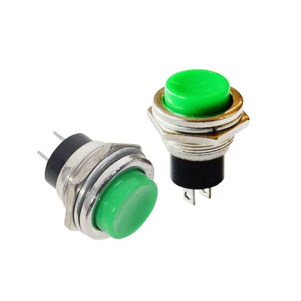 Round Momentary Push Button Switch 16mm 2-Pin Green