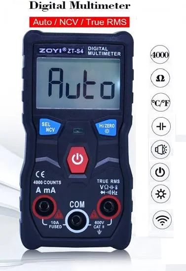 ملتيميتر رقمي ZOYI ZT-S4 بقيمة RMS حقيقية وتحديد مدى تلقائي 4000 عدّ