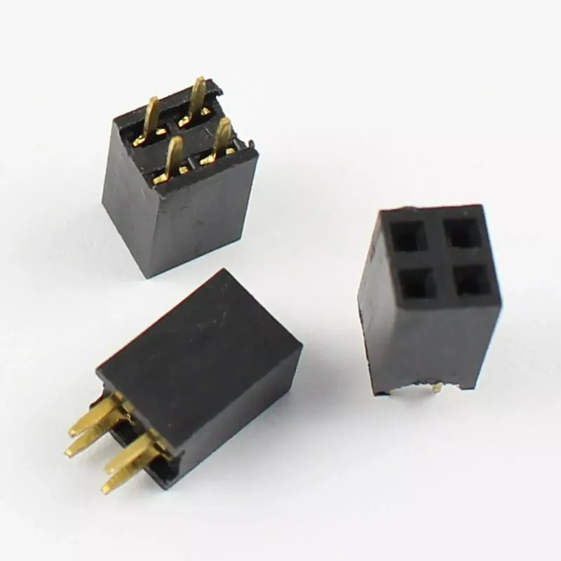 Female Pin Header 2.54mm 2x2 Pin Straight Black 11mm