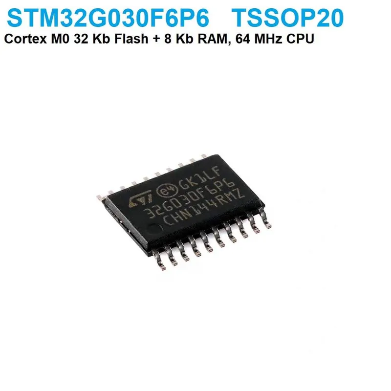 STM32G030F6P6 ARM Cortex-M0+ MCU, 32KB Flash, 8KB RAM, TSSOP-20