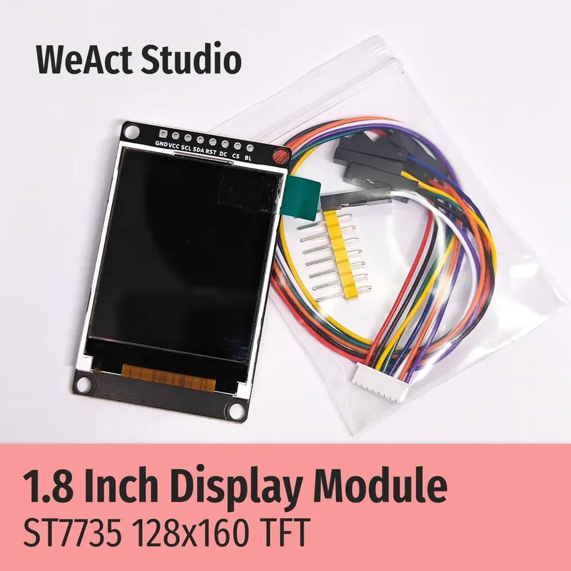شاشة TFT ملونة 1.8 بوصة بدقة 128x160 بمتحكم ST7735 وواجهة SPI