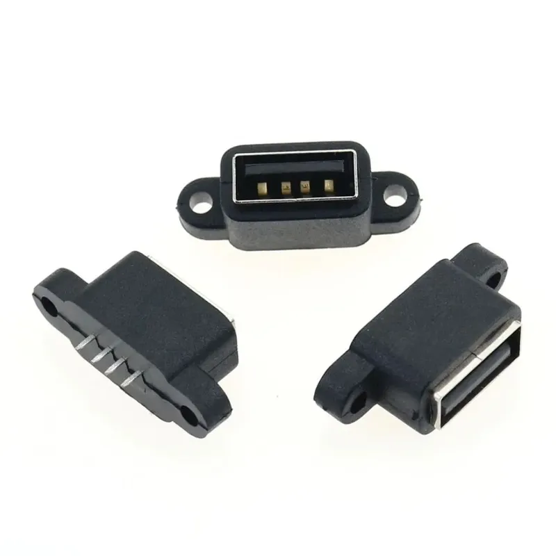Waterproof Female USB 2.0 Panel Mount Socket 4 Pin