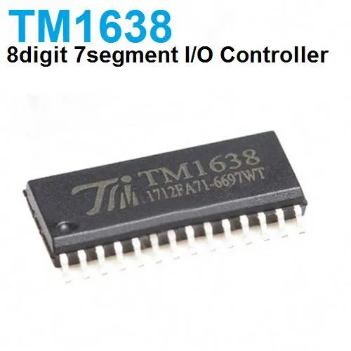 موديول TM1638 لعرض 8 خانات سباعية مع 8 أزرار