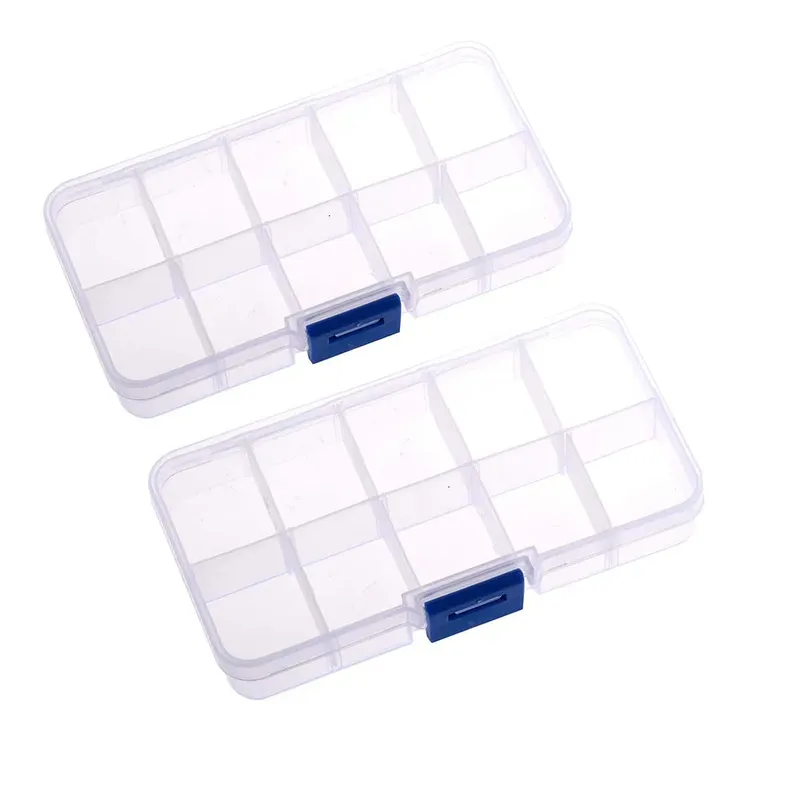 Clear Plastic Storage Box with 10 Compartments