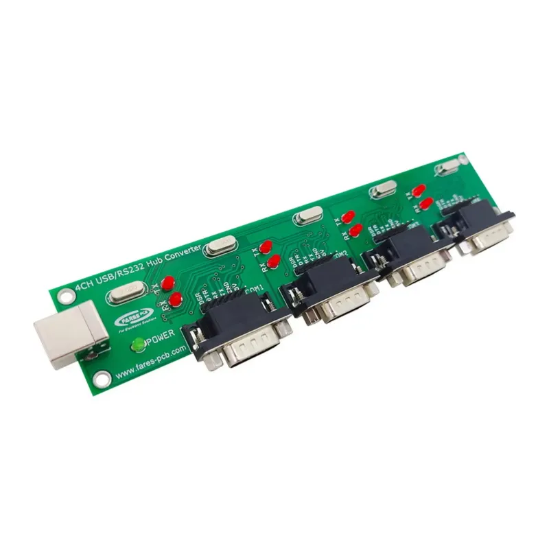 محول هاب من USB Type-B إلى 4 منافذ RS232 بشريحة CH340