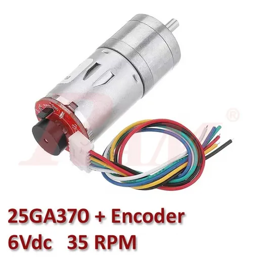 25GA370 DC Geared Motor with Encoder 6V 35 RPM